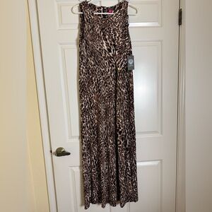 NWT Vince Camuto Brown and Black Leopard Print Maxi Dress Original $79